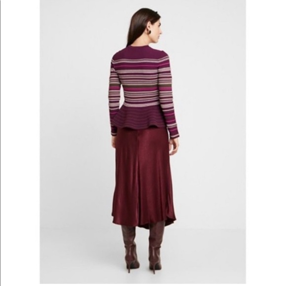 EUC Ted Baker Leytina Striped Peplum sweater, knit top, size Ted 3, US 8-10 - Picture 4 of 9